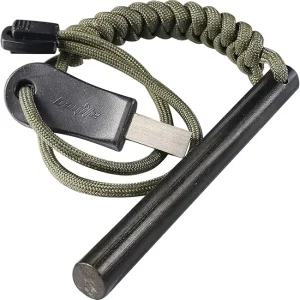 bayite 4 Inch Survival Ferrocerium Drilled Flint Fire Starter, Ferro Rod Kit with Paracord Landyard Handle and Striker, 4"(Long) x 3/8"(Diameter)