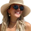 Beach Hats for Women Summer Straw Sun Hat Wide Brim Crochet Hats