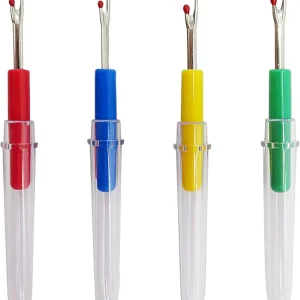 BEADNOVA Seam Ripper 4pcs Stitch Eraser Thread Cutter Small Clothes Tag Remover Seam Rippers for Sewing Crafting Thread Removing (4 Colors)