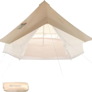 Bell Tent Rain Cover with Stove Jack for Camping,Waterproof,PU5000,Glamping Bell Tent Rain Fly with Stove Jack,4 Season,(Beige, for 13ft(4m) Size)