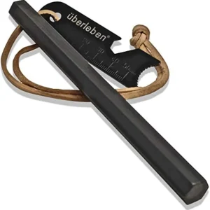 �berleben Hex� Ferro Rod Fire Starter for Survival � Up to 20,000 Strikes, 1/2" Thick Hexagon Fire Steel with Striker and Lanyard � Waterproof Flint and Steel for Camping