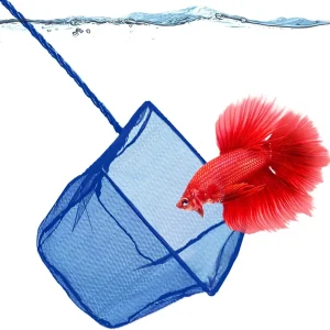 Betta Fish Net, Secure Delicate Fin, 5x4 Inches with 11 Inches Handle, Extra Soft Nylon Net, Easy Routine Aquarium Tank Maintenance, Fish Tank Supplies