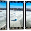 BFOIUGTKRQUE 3 Panel Wall Art Modern Artworks for Home Decor Canvas Prints Ice fishing on a warm winter day Pictures for Living Room Bedroom Decoration, Ready to Hang