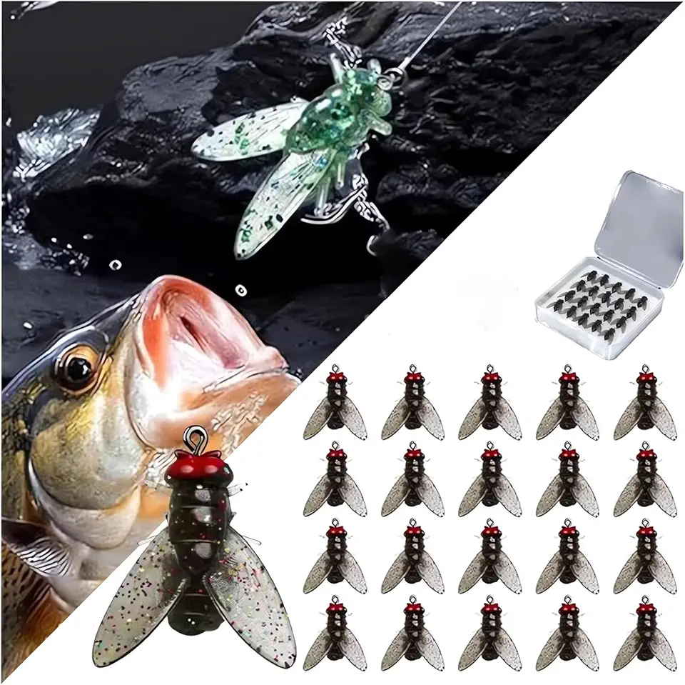 Bionic Fly Fishing Bait (20PCS) - 2024 New Trout Jigs Swimbaits Dry Flies Bass Fly Fishing Lures Kit, Saltwater ? Freshwater Flies Spinner Swim Baits Fly Fishing Hook Panfish Lures Set