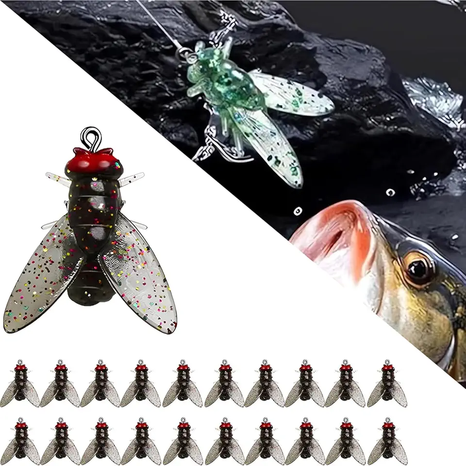 Bionic Fly Fishing Bait, 20Pcs Trout Jigs Swimbaits Dry Flies Bass Fly Fishing Lures Kit, Saltwater ? Freshwater Flies Spinner Swim Baits Fly Fishing Hook Panfish Lures Set