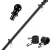 Black Flag Poles for Outside House - 5ft Tangle Free Flag Pole for House,Heavy Duty Metal Flagpole,Outdoor Flagpoles Residential for Porch,Fence (Without Bracket)