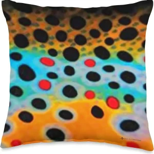 Black Fly Trout Skin Throw Pillows & Tote Bags Fly Fishing Throw Pillow