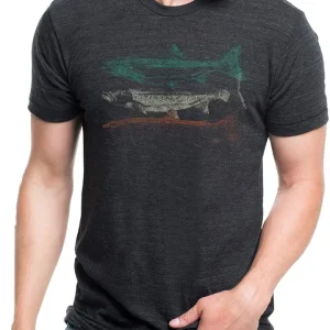 Black Lantern Topographic Trout T-Shirt � Fly Fishing Graphic Tee for Men | Casual Fit Nature-Inspired Shirt