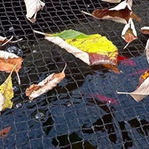 Black Premium Woven Nylon Pond Protection Net with Ground Fixing Stakes Size is 9 Foot by 6 Foot (3m x 2m), Water Garden Koi Fish Pond Cover Netting