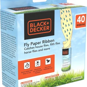 BLACK+DECKER Fly Traps Outdoor & Fly Traps for Indoors- Fly Trap & Fruit Fly Traps- Sticky Fly Paper Ribbon Gnat Catcher- Pre-Baited & Odorless, 40 Pack
