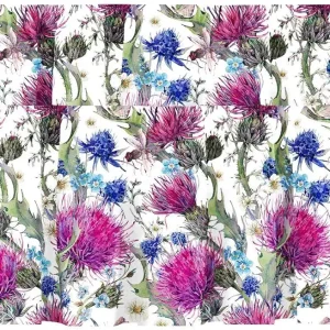 Blackout Thistles Dandelions Chamomile and a Dragonfly Rod Pocket Short Window Curtain Valance for Kitchen Bedroom Decor, 52" x 18", Red and Blue, 2 Panels