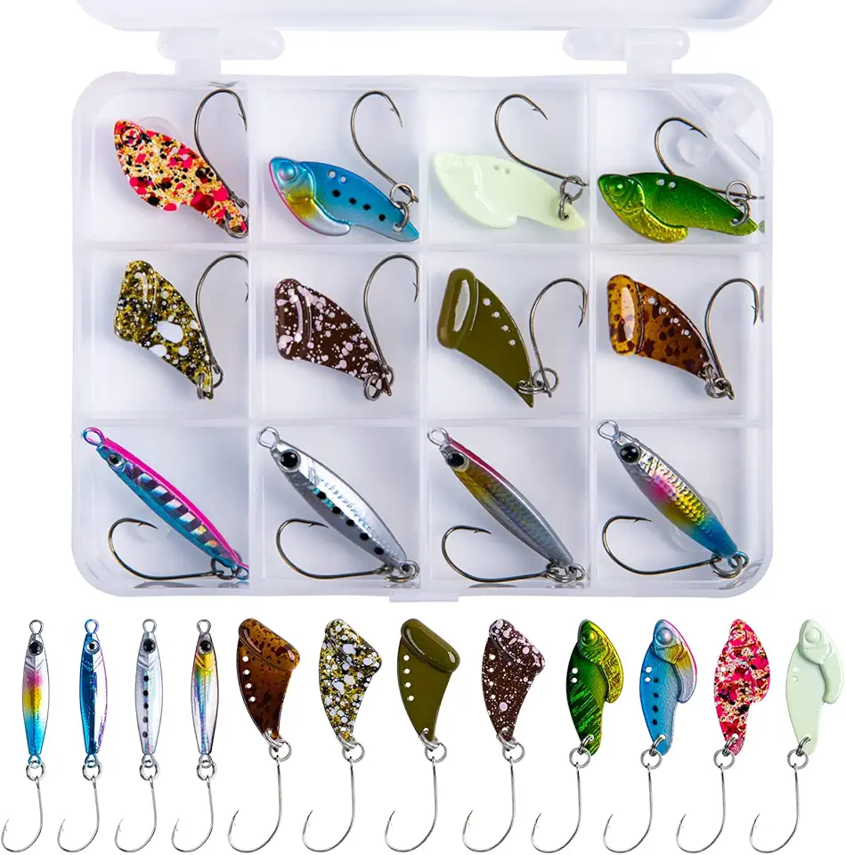 Blade Bait Fishing Lures Mini Fishing Jigs Single Hook Trout Lures Metal VIB Hard Bait Casting Jigging Spoon Lures Bass Salmon Walleye Pike Perch Crappie