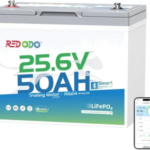 Bluetooth 24V 50Ah TM Low-Temp LiFePO4 Battery, Smart Lithium Battery Built in 50Ah BMS, 10 Years Lifespan, Perfect for Trolling Motor, Marine, RV, Fishing Finder, Solar and Off Grid