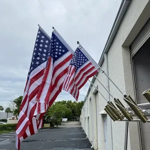 Boat Flagpole for Rod Holders and/or Rocket launchers and American Flag Combo (3 Foot Pole)