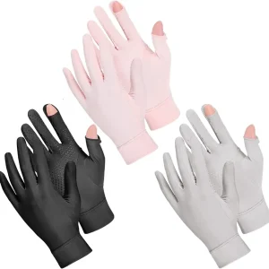 Bokon 3 Pairs Summer Sun Gloves for Women UV Protection Driving Gloves Full Finger Touchscreen Outdoor Mitten
