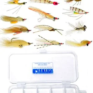 Bonefish & Permit Fly Fishing Flies Saltwater � Fishing Kit w/Assorted Flies + Fly Box � Realistic Fly Fishing Accessories � Flies for Fly Fishing on Strong, Sharp Hooks