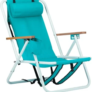 Bonnlo Foldable Backpack Carry Camping Chair with Cup Holder, Portable 4-Position Reclining Heavy-Duty Supports 265 lbs (120 kg) for Beach Lawn Concert Fishing Cool Mint Green
