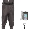 Bootfoot Chest Wader, 2-Ply Nylon/PVC Waterproof Fishing Hunting Waders with Boot Hanger for Men Women Green Brown
