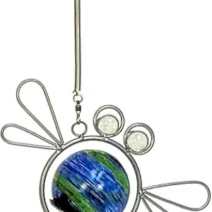 Bouncing LunaLite Dancing Dragonfly 13.5 x 7 Glass & Steel Decorative Illuminating Outdoor Hanging Garden Patio Ornament, Blue/ Green