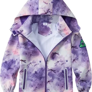 Boys Rain Jacket with Detachable Hood Lightweight Raincoats for Kids
