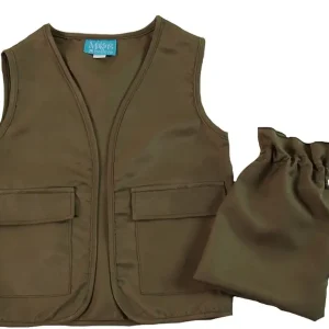 Boys Vest & Toy Bag Set Size 5-8 Years (Khaki Olive - Polyester)