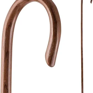 Brazos Handcrafted Wood Walking Stick, Oak, Crook Style Handle, for Men & Women, Made in the USA, Red, 58"