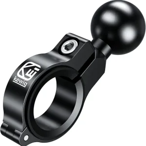 BRCOVAN Aluminum Alloy Handlebar Mount Base with 1'' TPU Ball for Round Rail Diameter 0.5'' 0.87'' 1'' 1.125'' 1.26'', Compatible with RAM Mounts B Size 1 Inch Ball Double Socket Arm