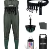 Breathable Fishing Wader, 2-Ply Nylon/PVC Hunting Waders with Boot Hanger, Waterproof Chest Waders for Men Women M10/W12