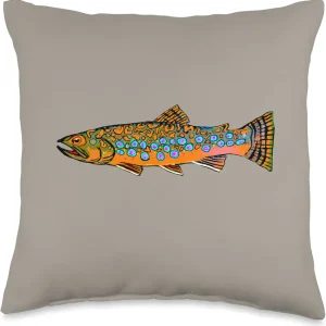Brook Trout Fishing Shirts & Gear by Black Fly Throw Pillow