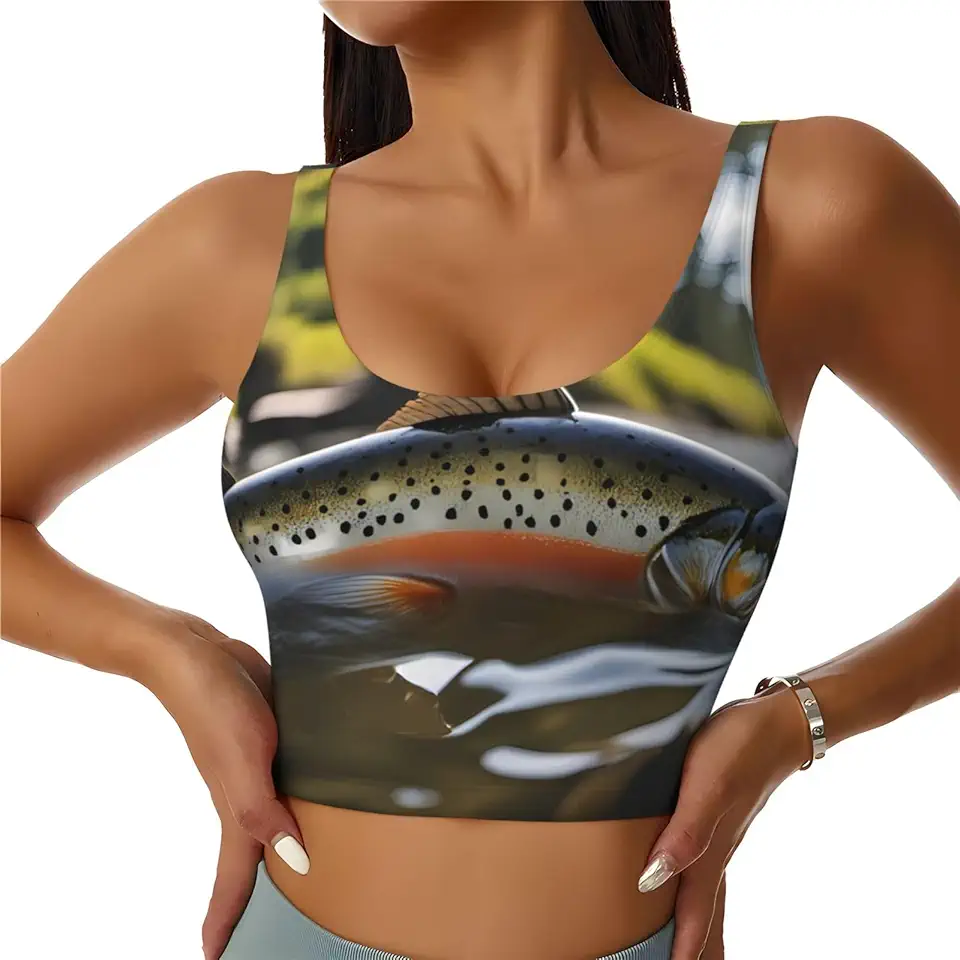 Brook Trout Fly Fishing Prints Women's Sports Vest - Lightweight, Breathable, and Comfortable Sportswear for Fitness