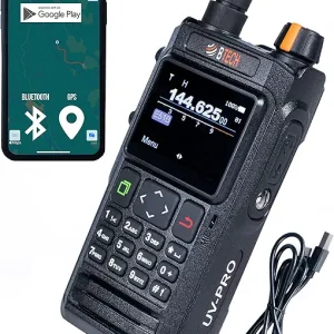 BTECH UV-PRO IP67 Dual Band VHF/UHF Two-Way Radio - APRS, Bluetooth, GPS, Text Messaging, Aviation Band Scanner, NOAA Weather Alerts, USB-C Rechargeable Battery