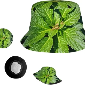 Bucket Hats for Men Women Summer Sun Beach Fishing Cap Stamped Leaves Boonie Hat for Hiking