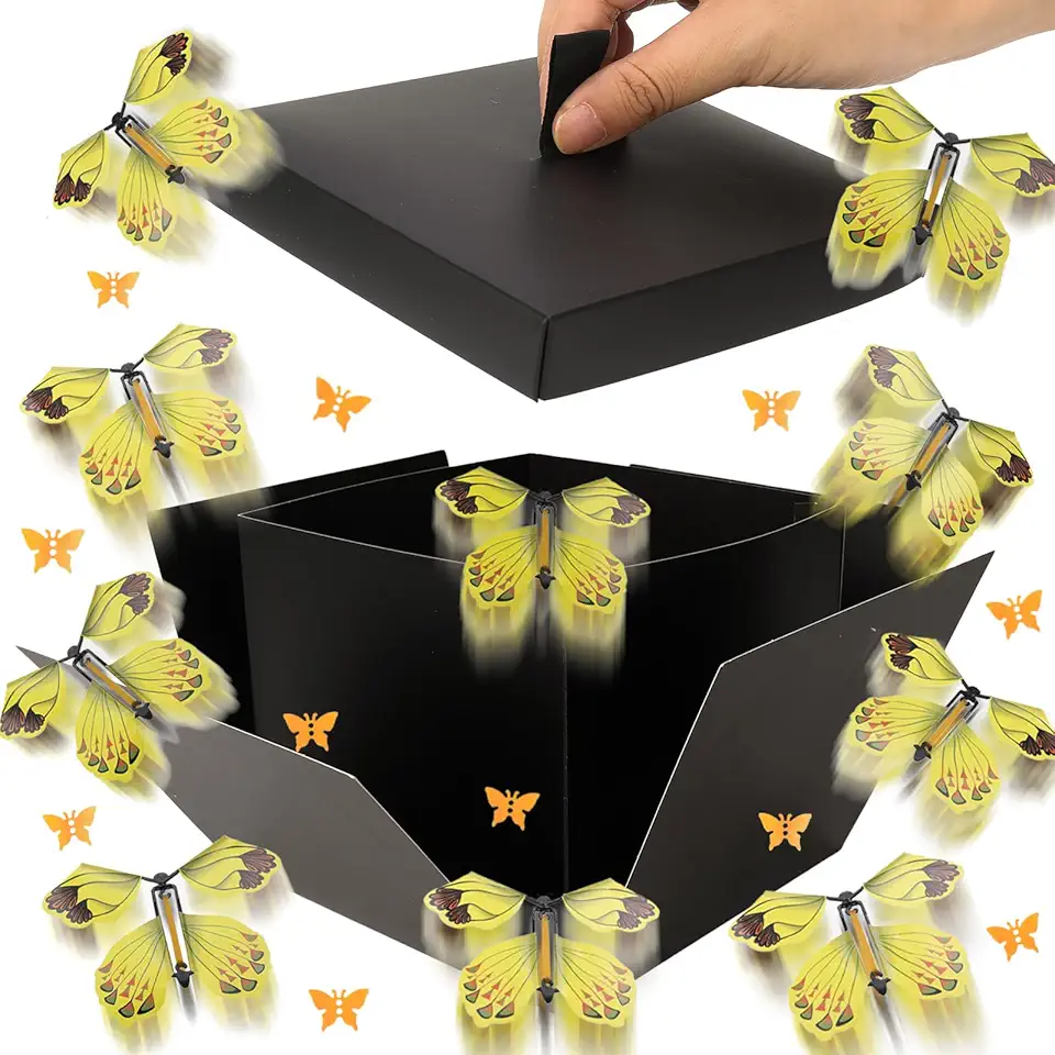 Butterfly Explosion Gift Box, Unique Exploding Butterfly Gift Box with 8 Pcs Flying Butterfly for Mother's Day, Birthdays, Wedding, Anniversaries