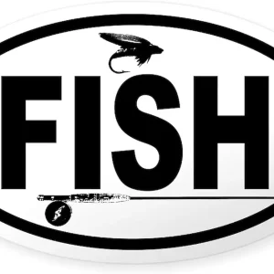 CafePress Fishing Fly and Rod Oval Sticker Oval Car Bumper Sticker