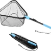 Calamus Triangle Fishing Net, Foldable, Lightweight & Strong Landing Net with Non-Slip Elastomer Handle, Built-in Elastic Lanyard and Belt Clip, Two Nets Options