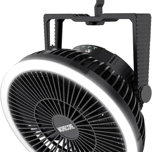 Camping Fan with Led Lantern - 10000mAh 8inch Rechargeable Battery Operated Tent Fan with Light and Hanging Hook for Outdoor Camping Tent RV Travel Fishing Hurricane Emergency Power Outage