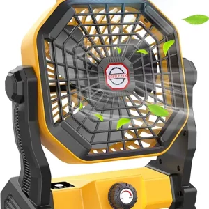 Camping Fan with LED Lantern, 20000 mAh 9 Inch Portable Rechargeable Battery Powered Fan with Stepless Speed and Quiet Battery Operated for Picnic, Barbecue, Fishing, Travel, Home, Tent