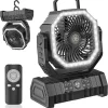 Camping Fan,20000mAh Rechargeable Battery Operated Outdoor Tent Fan with LED Light & Foldable Hook,4 Speeds with 270� Rotate Pivot for Camping,Barbecue,kitchen,Fishing Construction Sites�