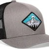 Camping Trucker Hat, Mountain Mesh Outdoor Hat for Men & Women, Adjustable Snapback Baseball Cap, Golf Hat
