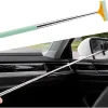 Car Rearview Mirror Wiper, Telescopic Vehicle Glass Squeegee Cleaner with Long Rod, Retractable Portable Window Windshield Cleaning Tool, Universal Automotive Accessories (Light Green)
