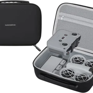 Carrying Case for DJI Neo Fly More Combo Accessories, Portable PU Leather Storage Travel Case for DJI Neo, Compatible with RC-N3 Remote Controller, Three-Battery, Charging Hub