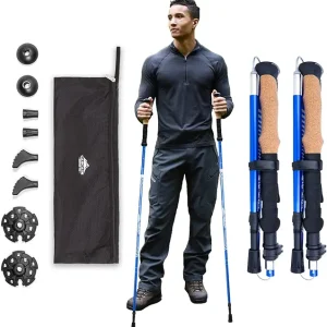 Cascade Mountain Tech Lightweight Aircraft-Grade Aluminum Trekking Poles with Extended Down Grip Plus Tip Kit