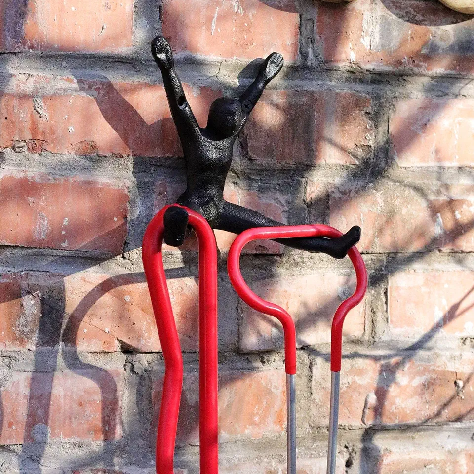 Cast Iron Coat Hook Athletic Figure of A Man Climbing Runing Metal Statue Wall Hooks Heavy Duty Wall Hooks (Gymnastics)