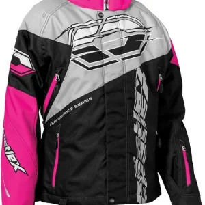Castle X Women's Code G3 Snowmobile Jacket (Silver/Black/Pink Glo - Medium)