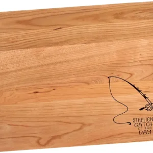 Catch Of The Day Fishing Pole Cutting Board Cherry | Fishing Pole Charcuterie Board | Custom Serving Tray | Fisherman Paddle Board | Gift For Dad | Father's Day | Birthday Gift | Fishing Cabin