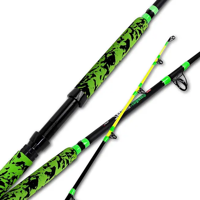 Catfish Fishing Rods 7'6"/8'6"/10'Green Catfish Rod 1 Piece/2 Piece Portable Travel Catfishing Rod Fishing Catfish Casting/Spinning Rod with Camo Eva Handle