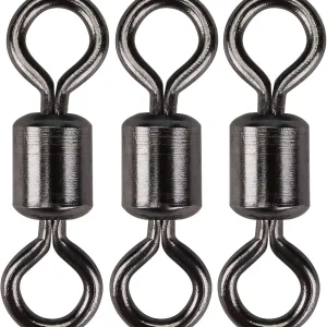 Catfish Tackle, Fishing Swilvels, Rolling Barrel Stainless Steel Black Nickel Terminal Connectors, Kayak Accessories for Lure Kit Fly Leaders Bass Jigs (50 Pcs Test 70-220 Pound)