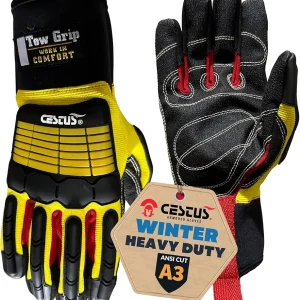 Cestus 5081, Winter Work Gloves for Men, Insulated and Waterproof for Cold Weather, ANSI A3 Cut Resistant Impact Gloves