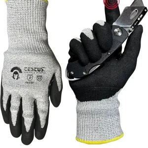 Cestus Brutus LD, ANSI A6 Cut Resistant Gloves, Nitrile Coated Gloves, Touchscreen, Heavy Duty for Construction, Warehouse