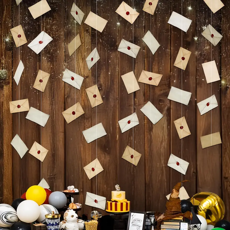 Cheerland Acceptance Letter Banners Envelope Garlands Floating Wizard Flying Card Hanging Streamers Set Magic Theme Party Decorations for Halloween Office Birthday Party Supplies 6 Strings
